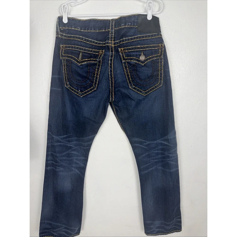 Men's True Religion Ricky Relaxed Straight Denim Blue Jeans Men's‎ Size 34x32